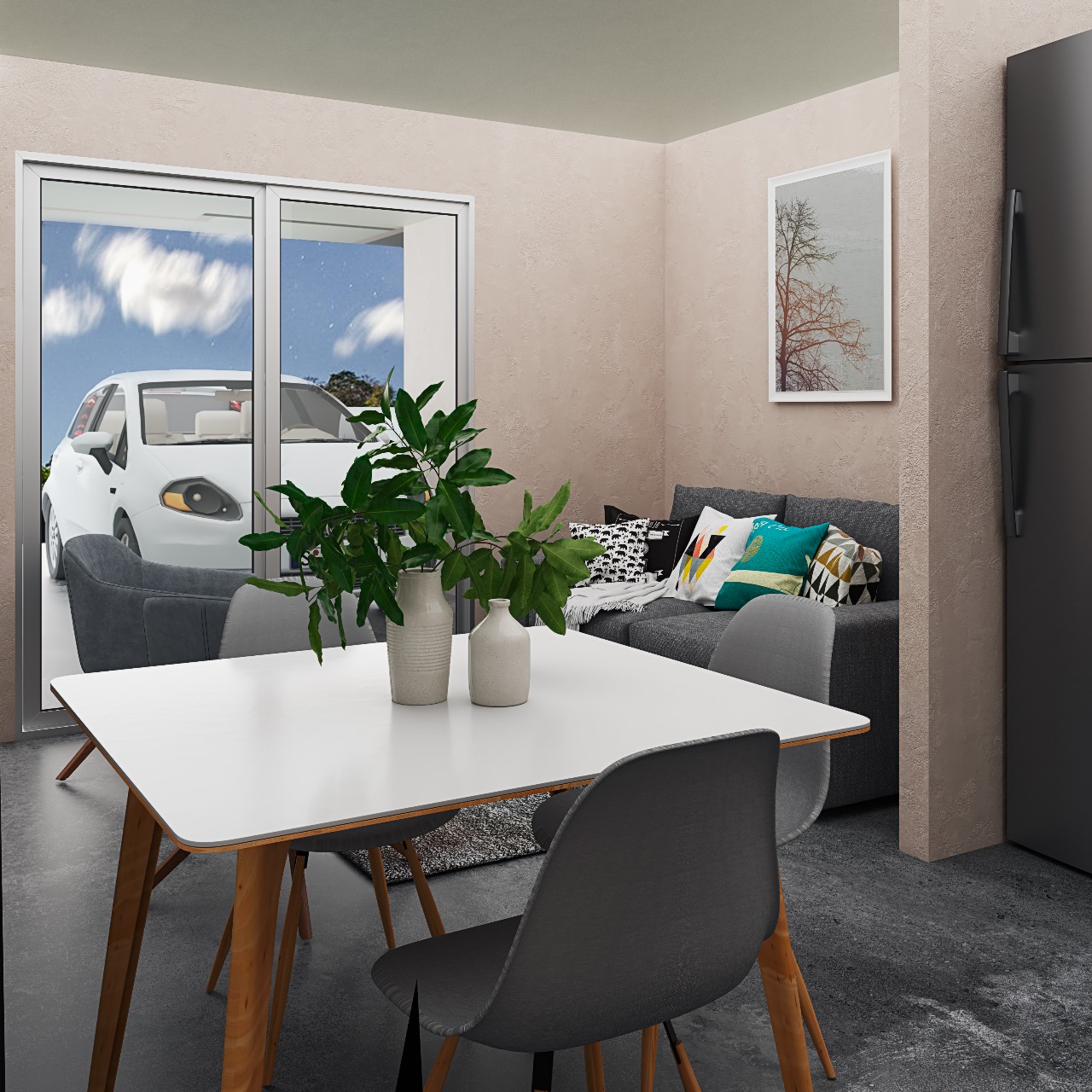 Sala comedor de las casas campestres en Calarcá